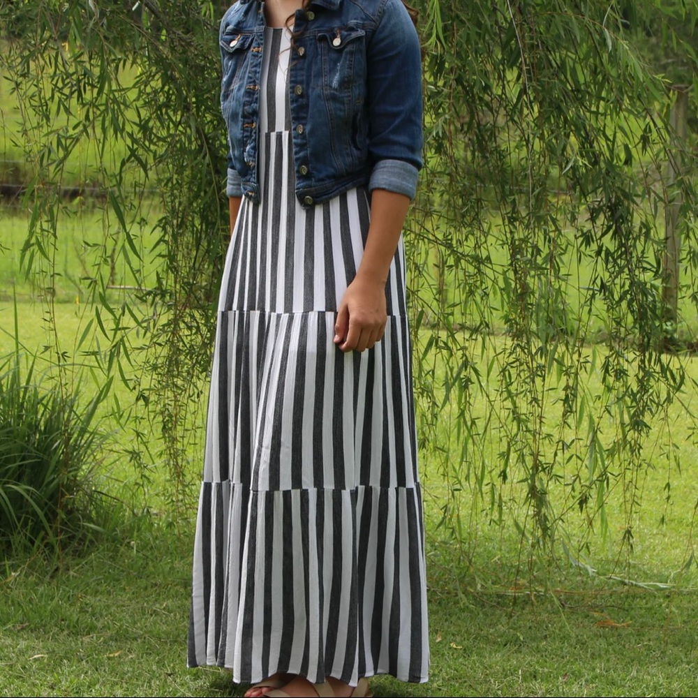 striped maxi dress